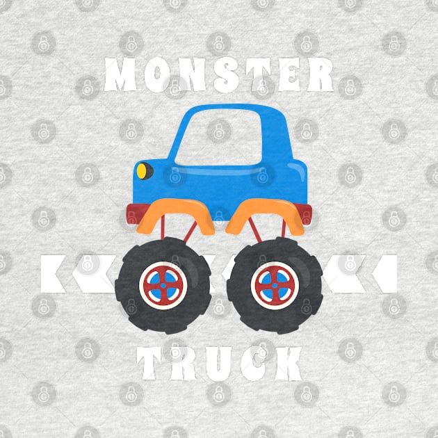 Vector illustration of monster truck with cartoon style. by KIDS APPAREL